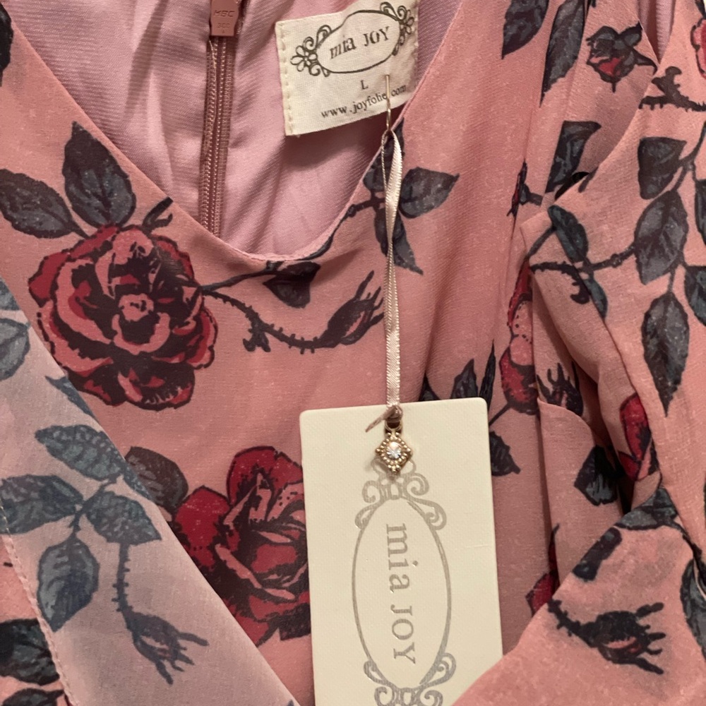 Mia Joy Colette Dress maxi rose floral NWTs ashes of roses 💐 Sz Large JOYFOLIE - Picture 6 of 11